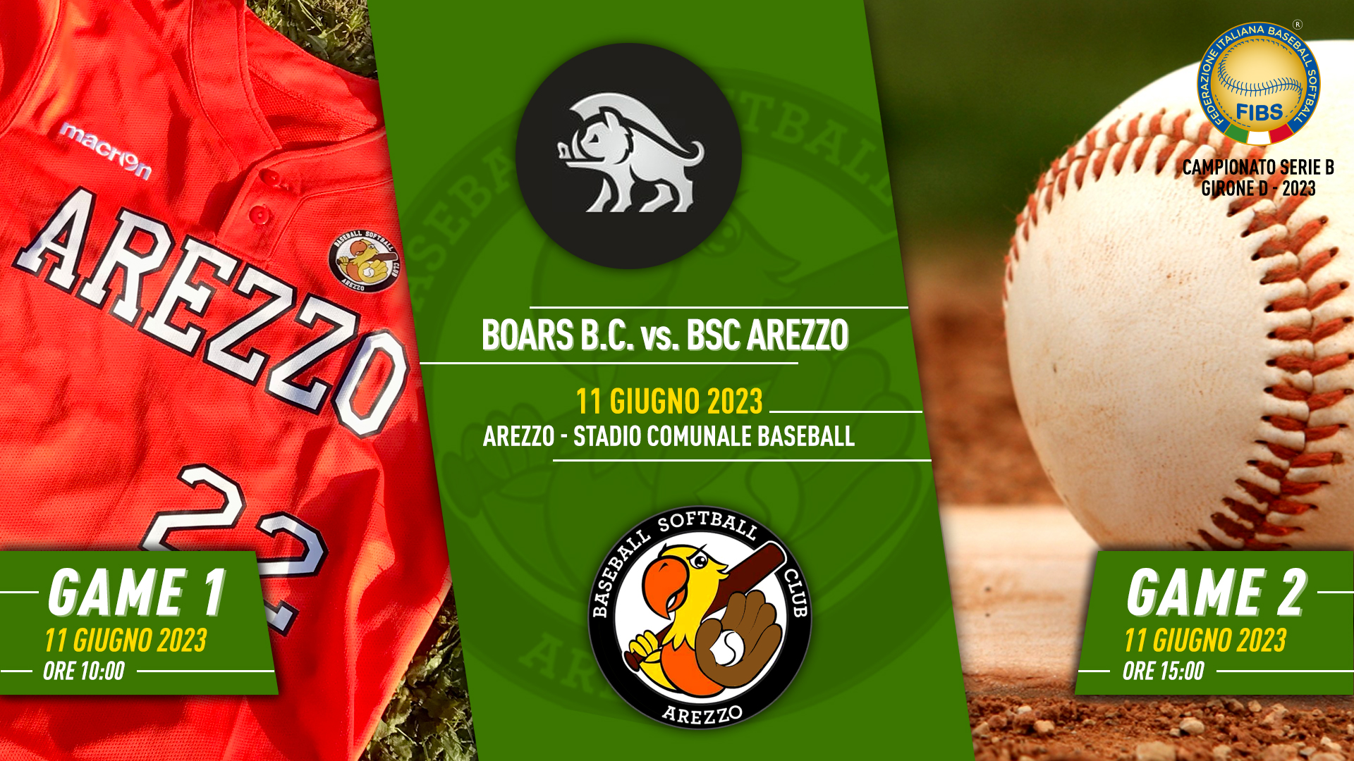 Boars BC vs. Arezzo Baseball 11 giugno 2023 Serie B